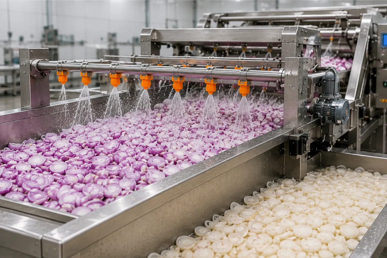 Washing and slicing on automated hygienic machines